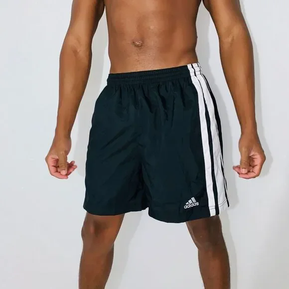 Adidas Vintage NWT Soccer Euro Team Shorts Nylon Black White Small - Picture 2 of 8